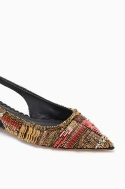 ULLA JOHNSON Isadora Embellished Sling Back Flat - Solar -fashion store FA231009 EMBELLISHEDSLINGBACKFLAT NOIR c r web