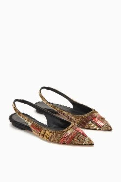 ULLA JOHNSON Isadora Embellished Sling Back Flat - Solar -fashion store FA231009 EMBELLISHEDSLINGBACKFLAT NOIR d r web