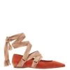 ULLA JOHNSON Arlo Ribbon Ballet Flat - Redwood