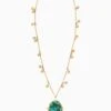 ULLA JOHNSON Hammered Chain Organic Stone Pendant - Turquoise -fashion store FA231400 HAMMEREDCHAINSTONEPENDANT TURQUOISE a r web