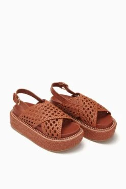 ULLA JOHNSON Gili Woven Leather Flatform - Sierra -fashion store PF231005 WovenLeatherFlatform Sierra d r web