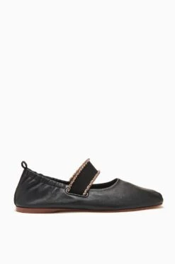 ULLA JOHNSON Eliza Elastic Ballet Flat - Noir