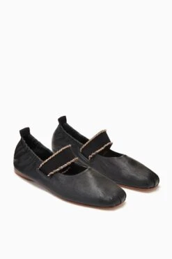 ULLA JOHNSON Eliza Elastic Ballet Flat - Noir 10 ULLA JOHNSON Eliza Elastic Ballet Flat - Noir -fashion store PF231009 ElasticBallet Noir d r web