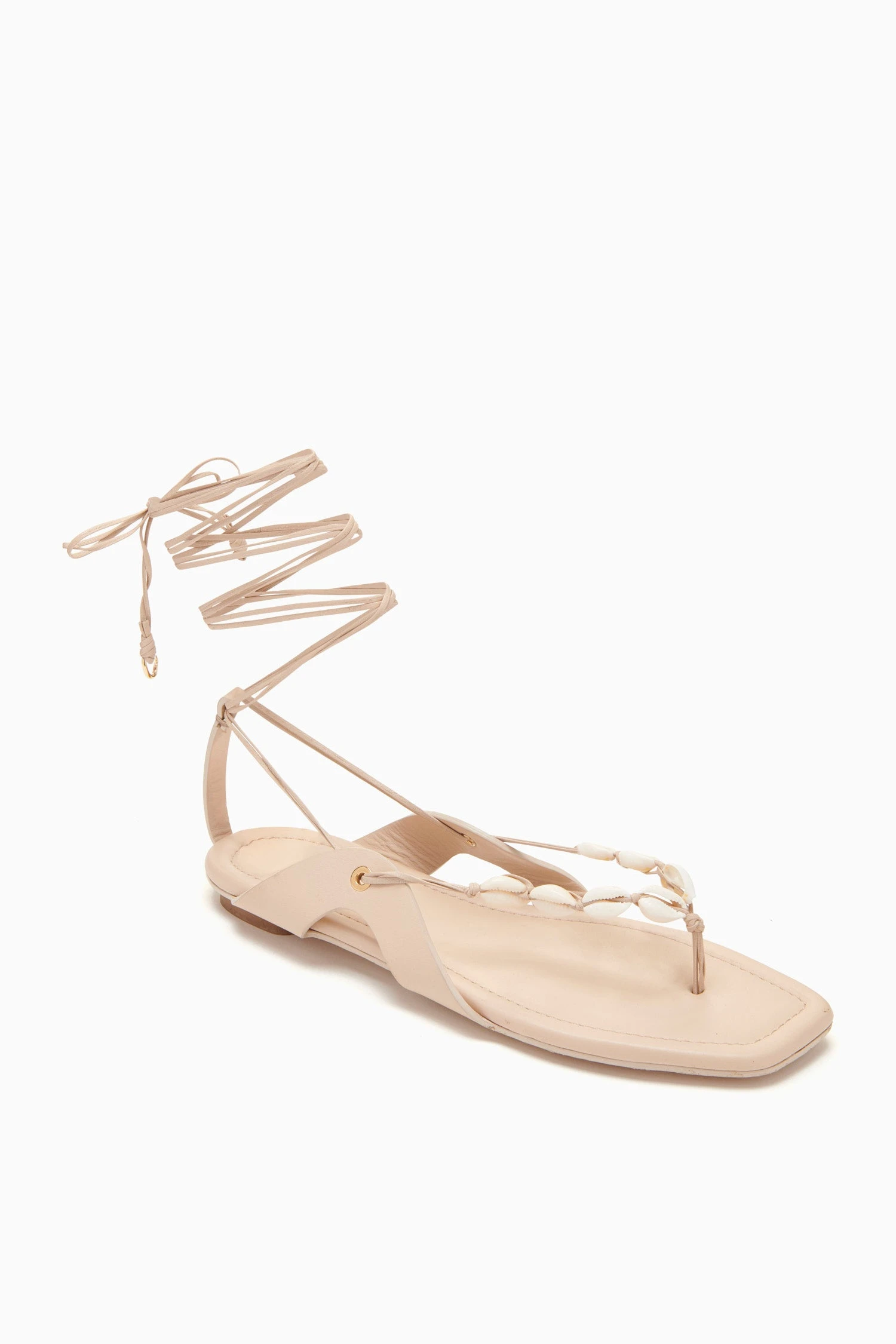 ULLA JOHNSON Romina Shell Laceup Sandal - Powder 4 ULLA JOHNSON Romina Shell Laceup Sandal - Powder - Image 2