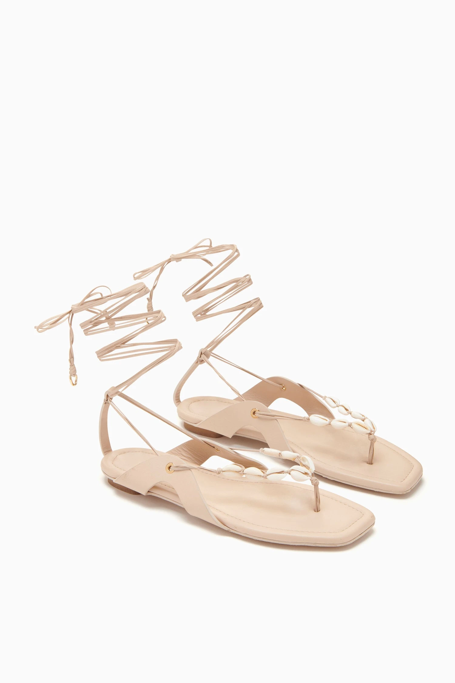 ULLA JOHNSON Romina Shell Laceup Sandal - Powder 6 ULLA JOHNSON Romina Shell Laceup Sandal - Powder - Image 4