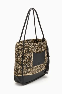 ULLA JOHNSON Maya Raffia Tote - Noir Melange -fashion store PF231136 RaffiaTote NoirMelange b r web