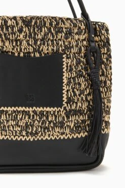 ULLA JOHNSON Maya Raffia Tote - Noir Melange -fashion store PF231136 RaffiaTote NoirMelange c r web