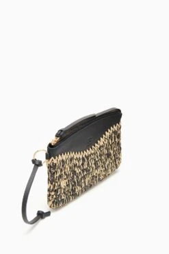 ULLA JOHNSON Maya Raffia Pouch - Noir Melange -fashion store PF231320 RaffiaPouch NoirMelange b r web