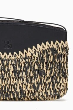 ULLA JOHNSON Maya Raffia Pouch - Noir Melange -fashion store PF231320 RaffiaPouch NoirMelange c r web