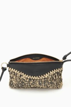 ULLA JOHNSON Maya Raffia Pouch - Noir Melange -fashion store PF231320 RaffiaPouch NoirMelange d r web