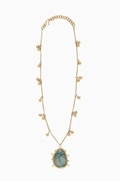 ULLA JOHNSON Hammered Textured Organic Stone Necklace - Labradorite