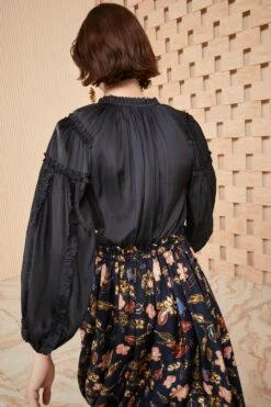 ULLA JOHNSON Maeve Blouse - Noir -fashion store SHOT 105 ULLA JOHNSON MAEVE BLOUSE NOIR UJ990237 0182