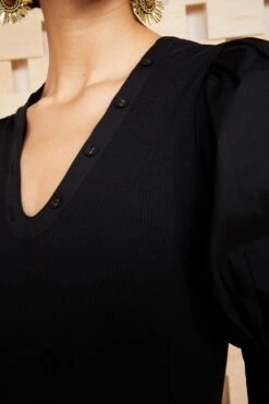 ULLA JOHNSON Pia Top - Noir -fashion store TEST ULLA JOHNSON PIA TOP NOIR UJ990723 view 3