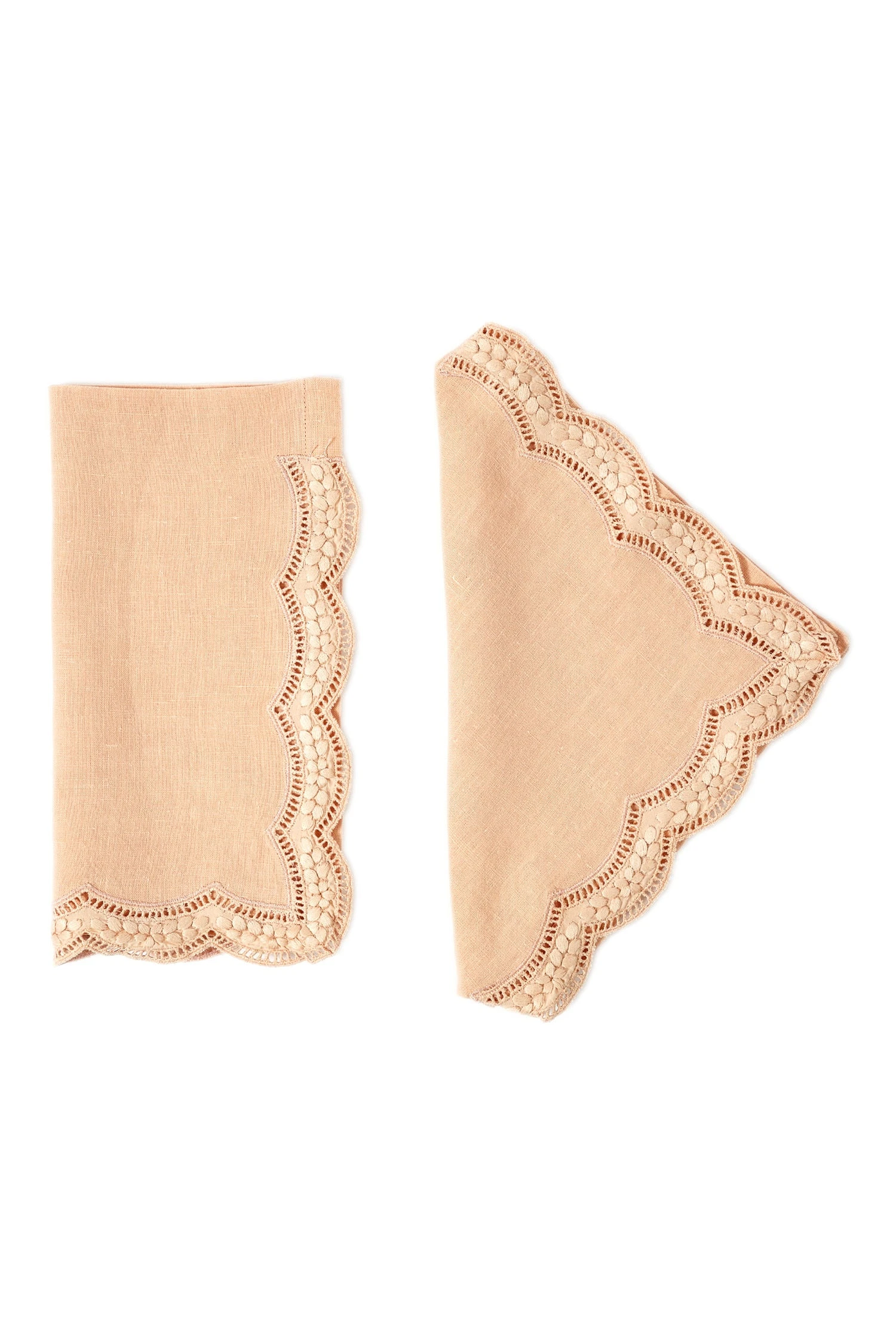 ULLA JOHNSON Scallop Embroidered Napkin - Blush 2 ULLA JOHNSON Scallop Embroidered Napkin - Blush
