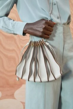 fashion store 66 ULLA JOHNSON Adria Small Pleated Wave Bag - Agave