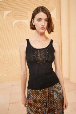 ULLA JOHNSON Ameline Tank - Noir -fashion store ULLA JOHNSON AMELINE TANK NOIR 03