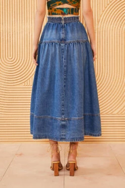 ULLA JOHNSON The Astrid Skirt - Danube Medium Indigo Wash -fashion store ULLA JOHNSON ASTRID SKIRT DANUBE 0015