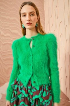 ULLA JOHNSON Aisha Cardigan - Emerald -fashion store ULLA JOHNSON Aisha Cardigan EMERALD 0057