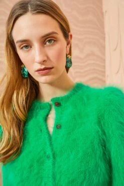 ULLA JOHNSON Aisha Cardigan - Emerald -fashion store ULLA JOHNSON Aisha Cardigan EMERALD 0079