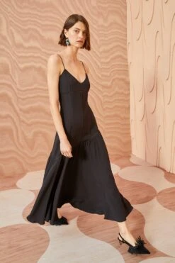 ULLA JOHNSON Alegria Dress - Noir -fashion store ULLA JOHNSON Alegria Dress NOIR 03