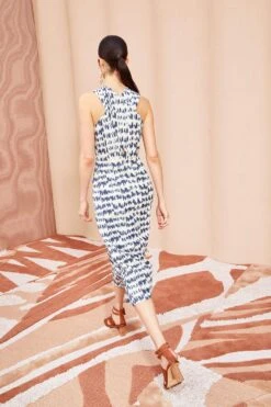 ULLA JOHNSON Amayah Dress - Indigo Ikat -fashion store ULLA JOHNSON Amayah Dress INDIGO IKAT 03