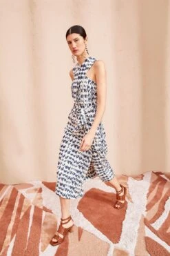 ULLA JOHNSON Amayah Dress - Indigo Ikat -fashion store ULLA JOHNSON Amayah Dress INDIGO IKAT 04