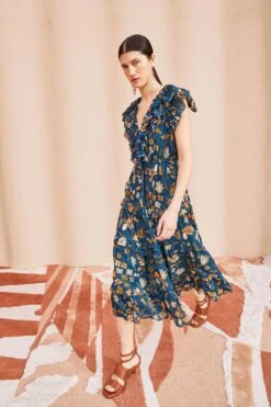 ULLA JOHNSON Arisa Dress - Moonlight Floral -fashion store ULLA JOHNSON Arisa Dress MOONLIGHT FLORAL 03