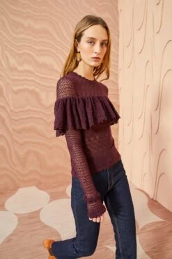 ULLA JOHNSON Augustina Pullover - Mahogany -fashion store ULLA JOHNSON Augustina Pullover MAHOGANY 05