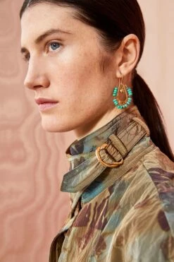 fashion store 38 fashion store -fashion store ULLA JOHNSON Beaded Single Drop Earring Turquoise 0002