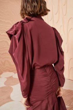 ULLA JOHNSON Brea Blouse - Mahogany 10 ULLA JOHNSON Brea Blouse - Mahogany -fashion store ULLA JOHNSON Brea Blouse MAHOGANY 0193