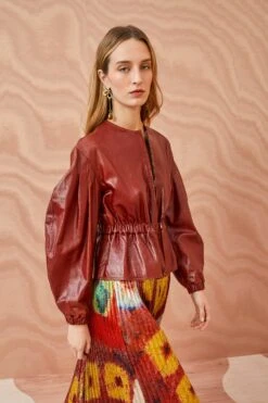 ULLA JOHNSON Briar Jacket - Mahogany -fashion store ULLA JOHNSON Briar Jacket MAHOGANY 02 ALT