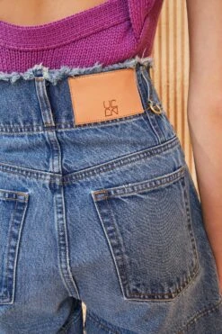 ULLA JOHNSON The Charlotte Short - Danube Medium Indigo Wash -fashion store ULLA JOHNSON CHARLOTTE SHORT DANUBE 0105