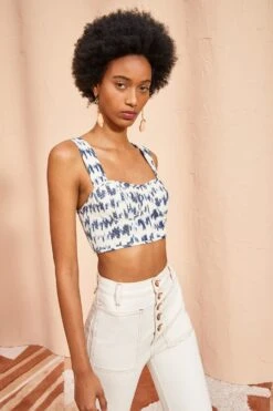 ULLA JOHNSON Carisia Top - Indigo Ikat