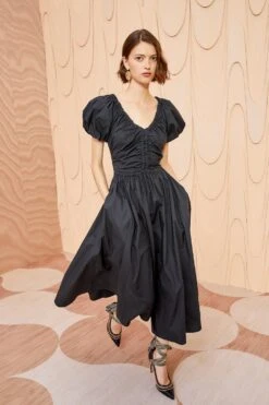 ULLA JOHNSON Cecile Dress - Noir -fashion store ULLA JOHNSON Cecile Dress NOIR 03