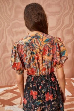 ULLA JOHNSON Dina Top - Coral Bloom -fashion store ULLA JOHNSON Dina Top CORAL BLOOM 0106