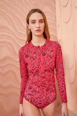 ULLA JOHNSON Dione Rash Guard - Poppy Floral