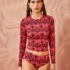 ULLA JOHNSON Sayulita Rash Guard - Wild Rose -fashion store ULLA JOHNSON Dione Rash WILD ROSE 01 MAIN