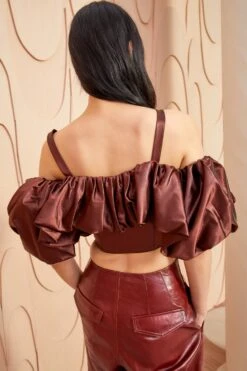 ULLA JOHNSON Fia Top - Mahogany -fashion store ULLA JOHNSON Fia Top MAHOGANY 0183