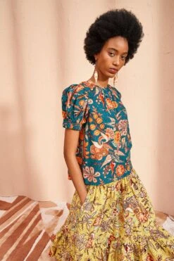 ULLA JOHNSON Frances Top - Delphinium -fashion store ULLA JOHNSON Frances Top DELPHINIUM 0003