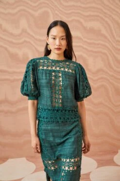 ULLA JOHNSON Gita Top - Cypress -fashion store ULLA JOHNSON Gita Top CYPRESS 01 MAIN