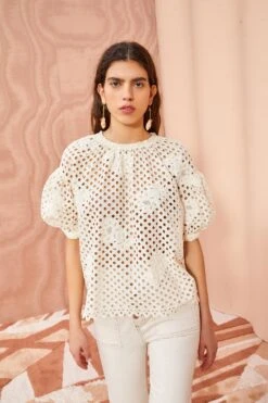 ULLA JOHNSON Grace Top - Pearl 9 ULLA JOHNSON Grace Top - Pearl -fashion store ULLA JOHNSON Grace Top PEARL 03