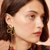 ULLA JOHNSON Hammered Chain Flower Drop Earring - Carnelian -fashion store ULLA JOHNSON HAMMERED CHAIN FLOWER DROP EARRING CARNELIAN 01