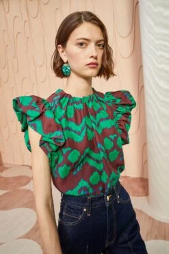 ULLA JOHNSON Iren Top - Malachite -fashion store ULLA JOHNSON Iren Top MALACHITE 05