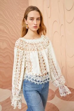 ULLA JOHNSON Kavita Blouse - Ivory -fashion store ULLA JOHNSON Kavita Blouse IVORY 0031