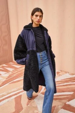 ULLA JOHNSON Killian Coat - Midnight -fashion store ULLA JOHNSON Killian Coat MIDNIGHT 0133