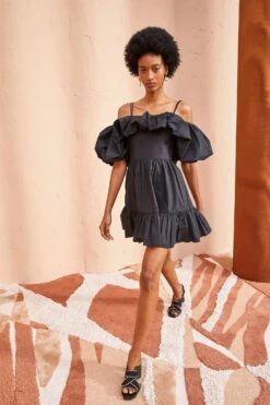 ULLA JOHNSON Lila Dress - Noir -fashion store ULLA JOHNSON LILA DRESS NOIR 03