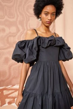 ULLA JOHNSON Lila Dress - Noir -fashion store ULLA JOHNSON LILA DRESS NOIR 05