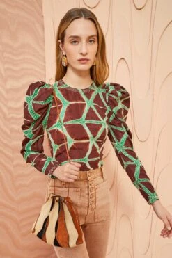 ULLA JOHNSON Leyla Blouse - Teak -fashion store ULLA JOHNSON Leyla Blouse TEAK 0054