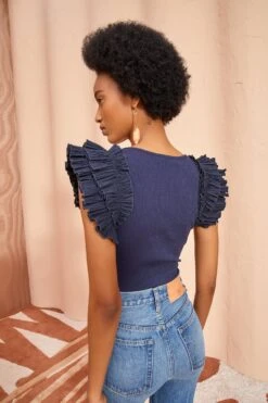 ULLA JOHNSON Lilo Top - Midnight -fashion store ULLA JOHNSON Lilo Top MIDNIGHT 04