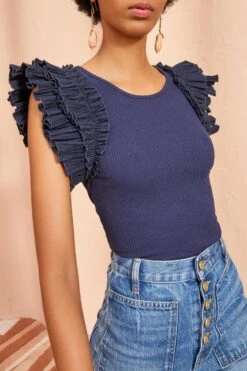 ULLA JOHNSON Lilo Top - Midnight -fashion store ULLA JOHNSON Lilo Top MIDNIGHT 05